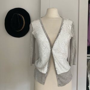 Ted Baker Gray Sequin Cardigan Sweater Size 3